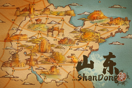 山东省旅游地图背景图片