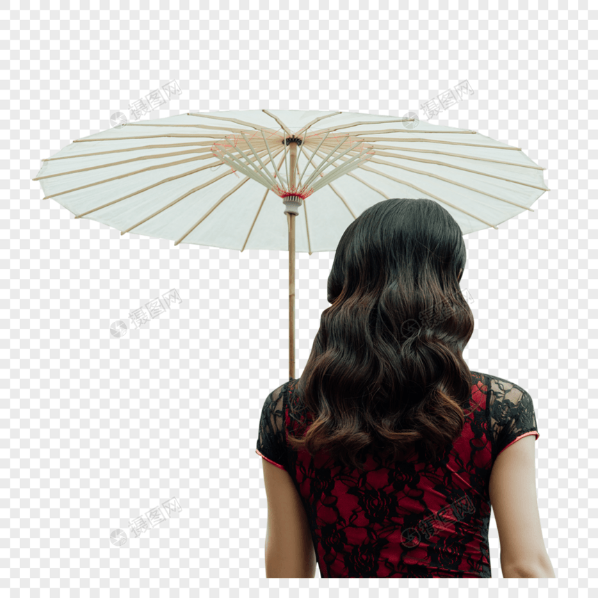 打着伞的旗袍美女图片