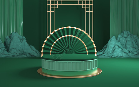 石头拱门国风展台设计图片