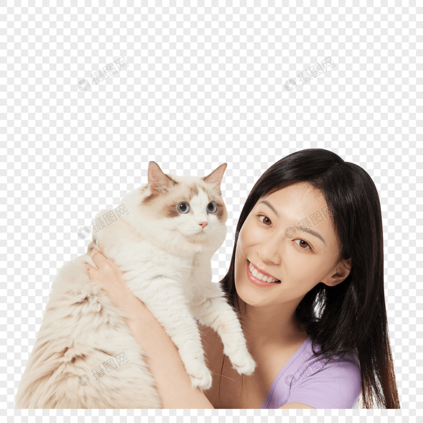 美女主人与宠物猫咪图片