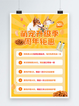 貓狗萌宠之家周年钜惠促销海报模板