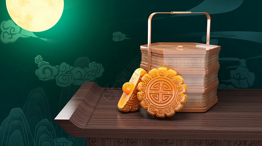 木盒素材中秋月饼设计图片