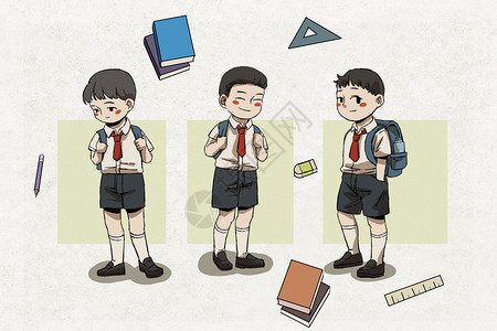 小学举牌素材小学生开学插画