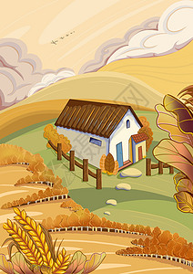 秋天的农家田野背景图片