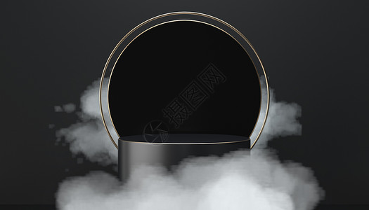 黑色盖子奶茶黑金立体电商展台设计图片