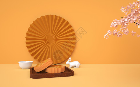 中式桌子茶具中秋节设计图片
