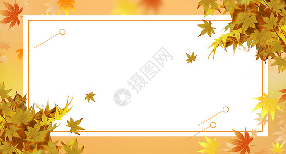 黄色玫瑰花边框秋天背景设计图片