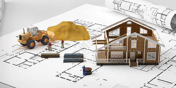 挖掘机图纸建筑施工模型设计图片