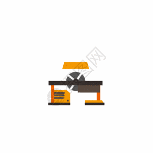 橙色工厂车床动态GIF图标图片