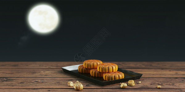 3D中秋月饼背景图片