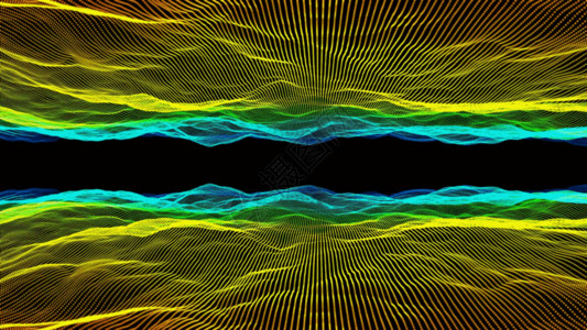 彩色发射光线粒子三维空间波浪背景GIF高清图片