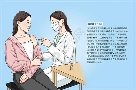 女性妇科病接种HPV疫苗医疗插画插画