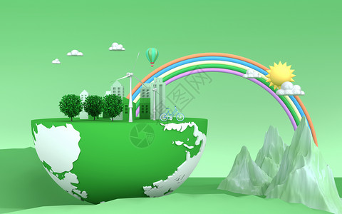 插画植树创意环保设计图片