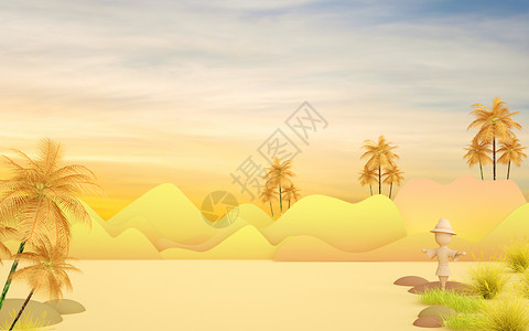 棕榈树森林3d秋天背景设计图片