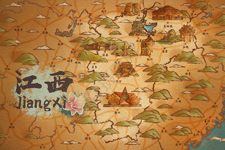 江西省旅游插画地图图片