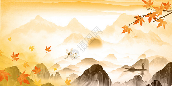 西湖秋景秋天背景设计图片