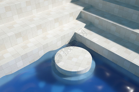 瓷砖水刀素材C4D泳池场景展台设计图片