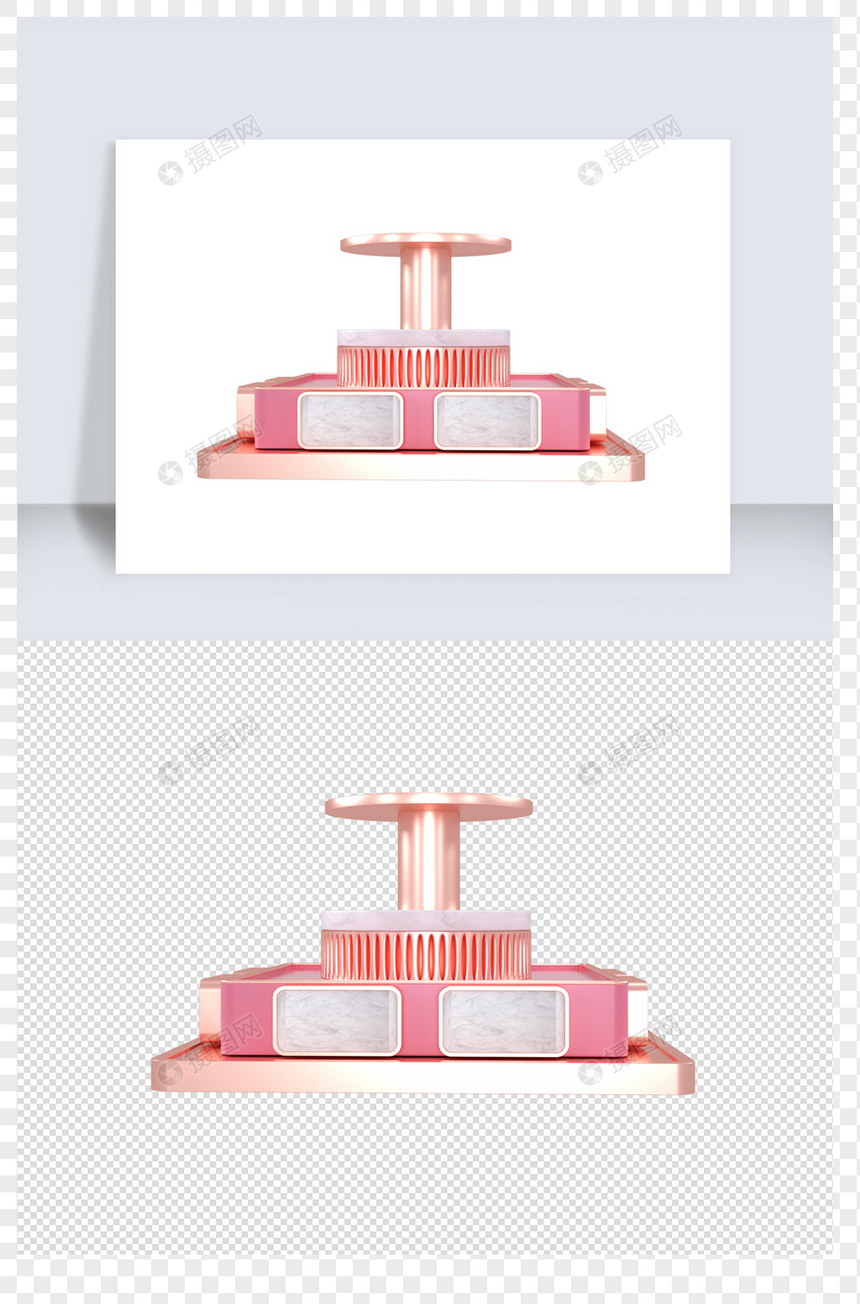 粉色立体C4D几何场景元素素材图片