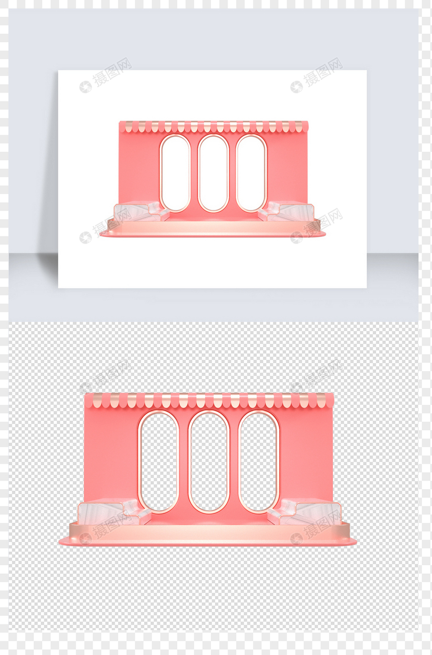 粉色立体C4D几何场景元素图片