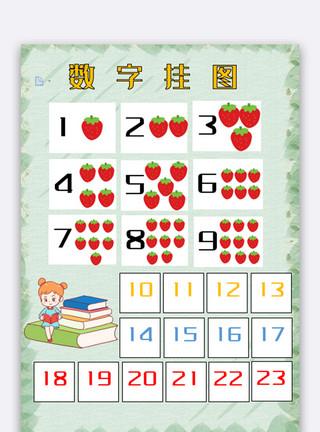 卡通数字6数字挂画模板