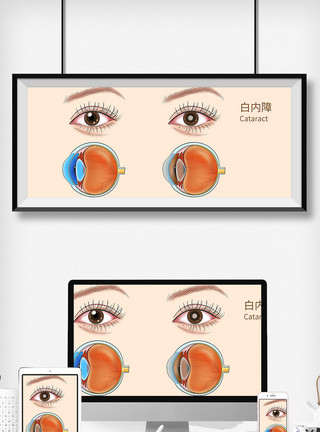 眼球解析白内障科普医疗插画模板