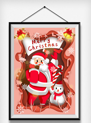 可爱圣诞节雪人圣诞节圣诞老人卡通可爱插画模板