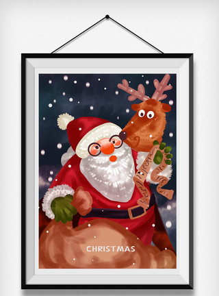 圣诞水彩素材红色圣诞节圣诞老人手绘插画模板
