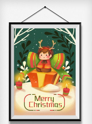 小孩圣诞圣诞节可爱插画4模板