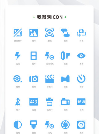 比例蓝色扁平化大气拍照照片矢量icon图标模板