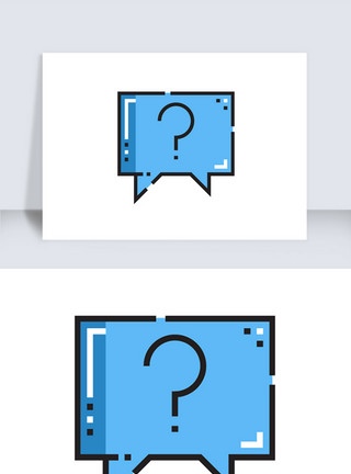 蓝色矩形对话框网站蓝色问号标题框图标模板