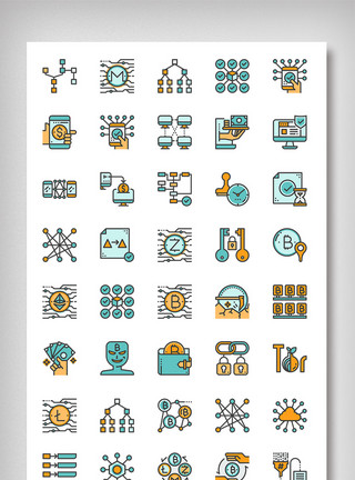 统计图标比特币区块链图标icon模板