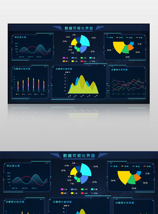大数据中心信息处理深蓝色简约大气大数据统计中心模板