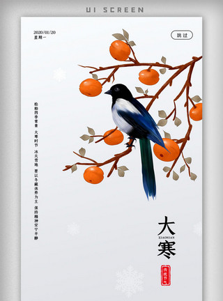 故宫雪景图传统二十四节气大寒手机app启动页模板