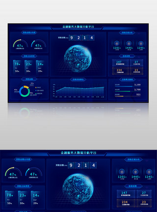 科技大屏蓝色科技感唧哝服务大数据可视化界面模板