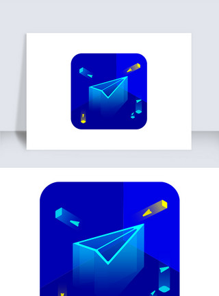 蓝色箭头符号蓝色科技感2.5D定位方向图标icon模板
