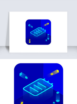 手机文件蓝色科技感2.5D文件办公icon图标模板