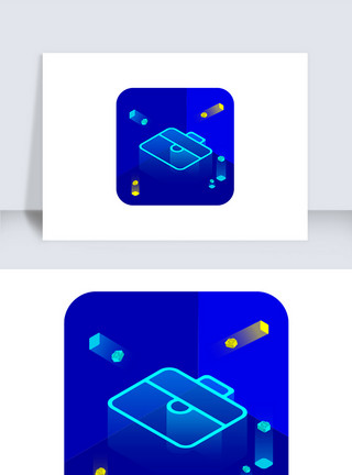 科技矢量icon图标蓝色科技感2.5D文件夹icon矢量图标模板