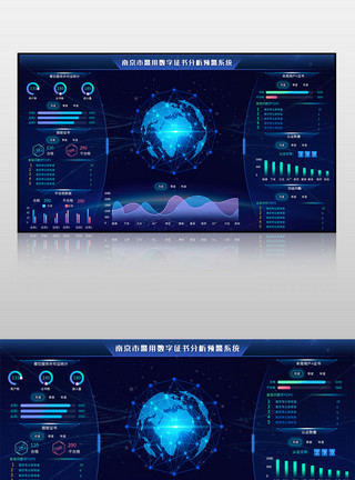 数字大屏蓝色经营数字分析预警系统模板