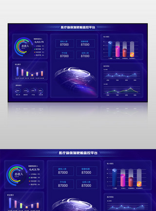 前置仓蓝色医疗参保讲师仓监控平台可视化界面模板