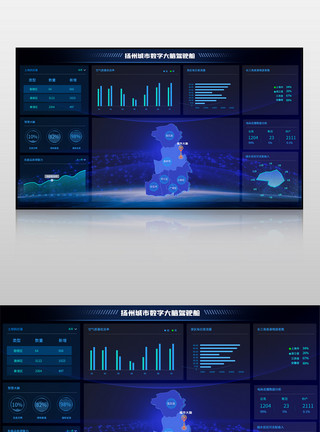 深蓝色城市大佬可视化界面模板