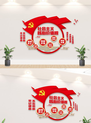 社会女鞋素材社会主义核心价值观内容知识文化墙设计图模板
