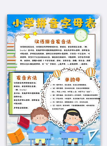 小学拼音字母表小报图片