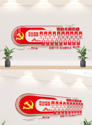 发展中心中国共产党发展历程内容文化墙模板