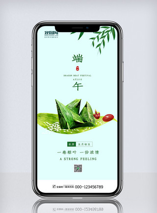 中国传统小清新二十四节气端午节手机海报模板
