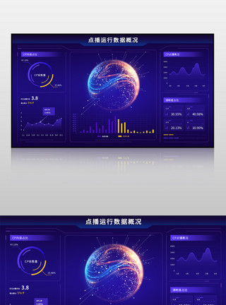 天体运行蓝色点播运行数据概况模板