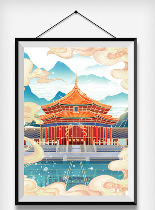古建长廊中国风国潮建筑亭台天坛地坛模板