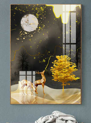星空月光装饰画月亮宇宙梦幻科技轻奢星空客厅装饰画模板