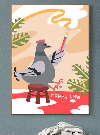 鸟类生活可爱动物装饰插画8模板
