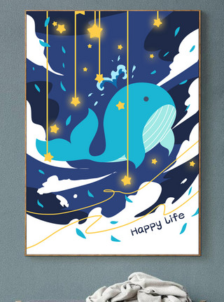 大海和鱼可爱动物装饰插画19模板