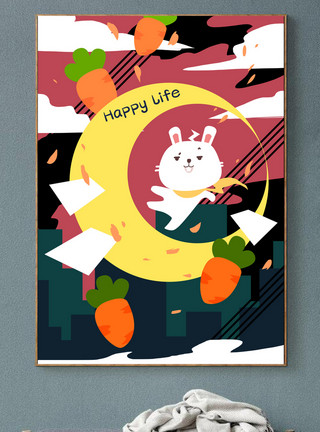 可爱兔兔可爱动物装饰插画20模板